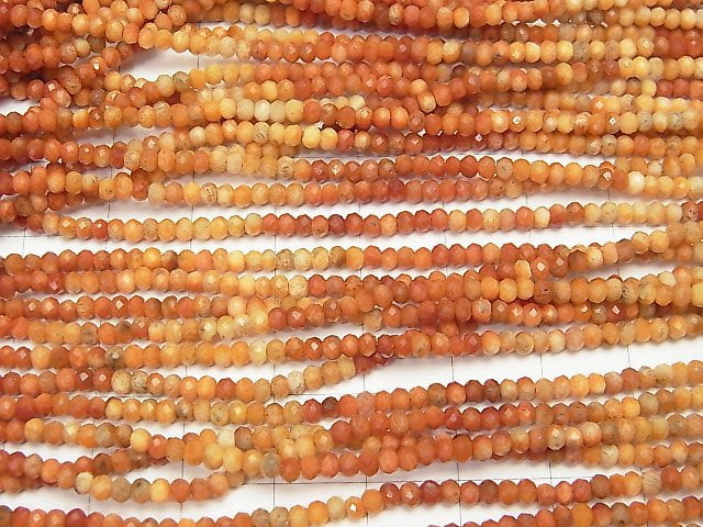 [Video]High Quality! Sponge Coral Faceted Button Roundel 3x3x2mm 1strand beads (aprx.15inch/38cm)