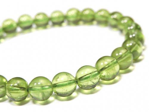 [Video] [One of a kind] High Quality Peridot AAA Round 7.5mm Bracelet NO.102