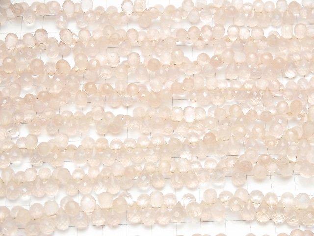 [Video] High Quality Rose Quartz AA++ Drop Faceted Briolette 1strand beads (aprx.8inch / 20cm)