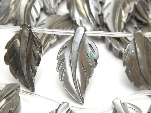 [Video] Mother of Pearl MOP Gray Leaf 1strand beads (aprx.14inch / 34cm)