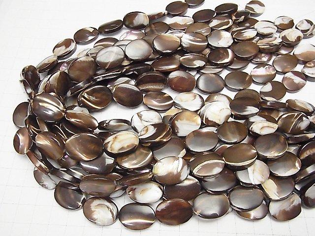 [Video] Mother of Pearl MOP Brown Oval 20x15x4mm 1strand beads (aprx.15inch / 37cm)