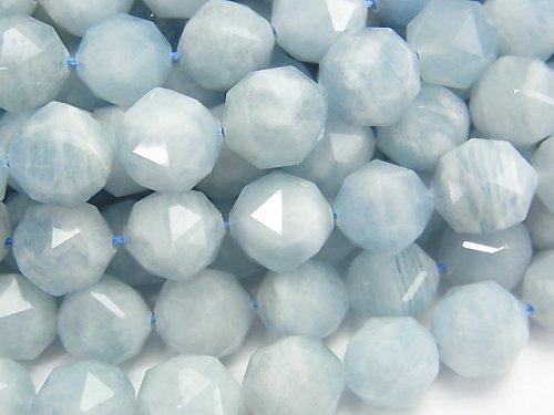 [Video] High Quality! Aquamarine AA+ Star Faceted Round 10mm half or 1strand beads (aprx.15inch / 37cm)