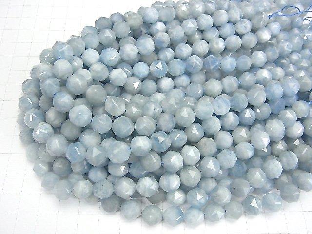 [Video] High Quality! Aquamarine AA+ Star Faceted Round 10mm half or 1strand beads (aprx.15inch / 37cm)