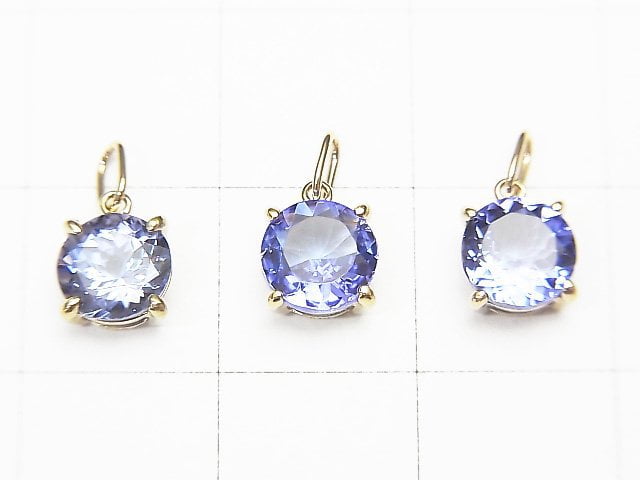 [Video][Japan]High Quality Tanzanite AAA Round Faceted 6x6x4mm Pendant [K10 Yellow Gold] 1pc