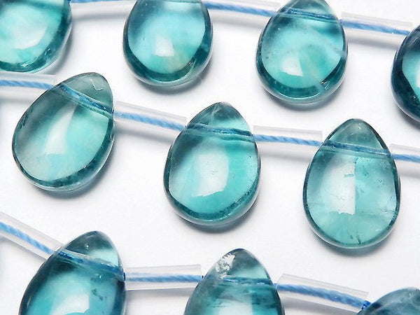 [Video] Blue Green Fluorite AAA- Pear shape (Smooth) 14x10x6mm half or 1strand beads (aprx.6inch / 16cm)