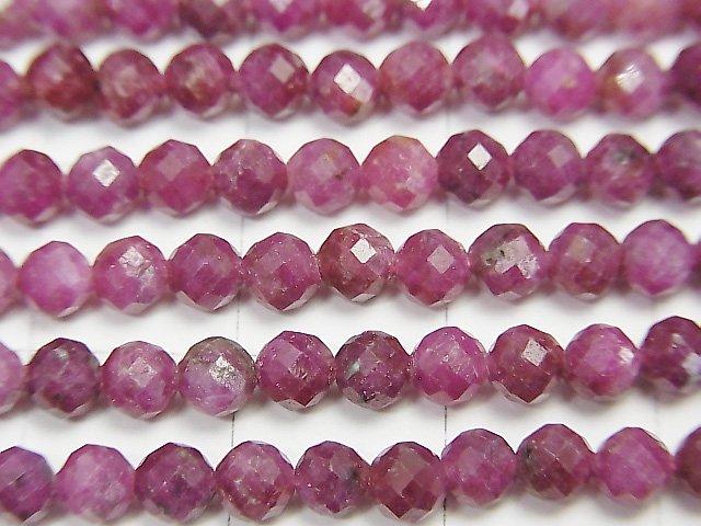 [Video] High Quality! Ruby AA++ Faceted Round 4mm half or 1strand beads (aprx.15inch / 36cm)