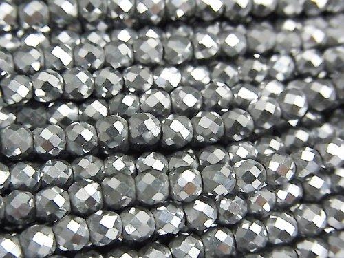 [Video] High Quality! Hematite 32Faceted Round 4mm Silver Coating 1strand beads (aprx.15inch / 37cm)
