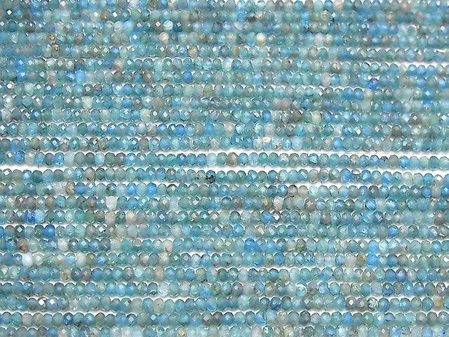 [Video] High Quality! Blue Apatite AA+ Faceted Button Roundel 2x2x1.5mm 1strand beads (aprx.15inch / 37cm)