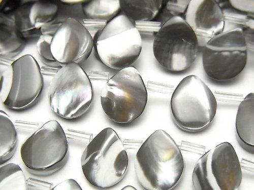 [Video] Mother of Pearl MOP Gray Pear shape 10x8mm 1strand beads (aprx.15inch / 38cm)
