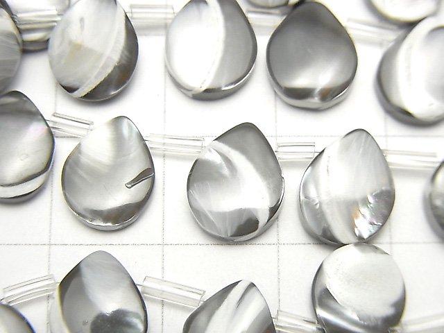 [Video] Mother of Pearl MOP Gray Pear shape 10x8mm 1strand beads (aprx.15inch / 38cm)