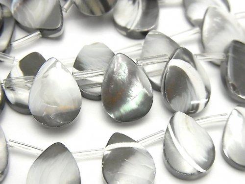 [Video] Mother of Pearl MOP Gray Pear shape 14x10mm 1strand beads (aprx.15inch / 36cm)