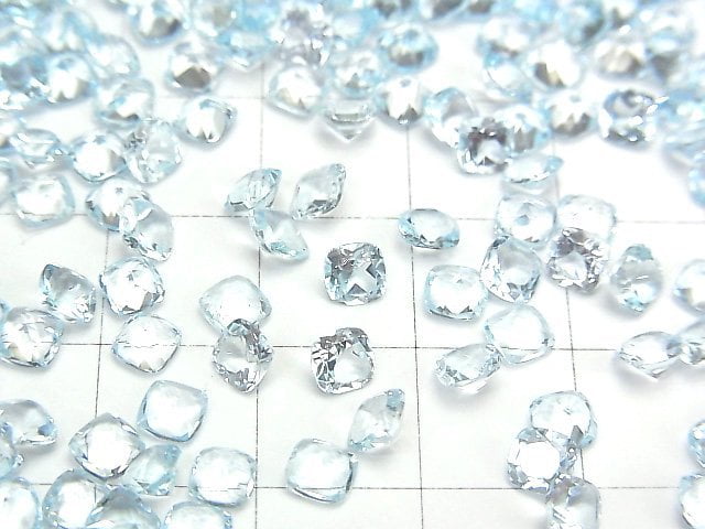 [Video]High Quality Sky Blue Topaz AAA- Loose stone Square Faceted 4x4mm 10pcs