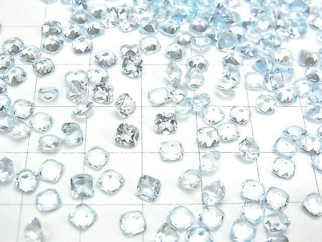[Video]High Quality Sky Blue Topaz AAA- Loose stone Square Faceted 4x4mm 10pcs