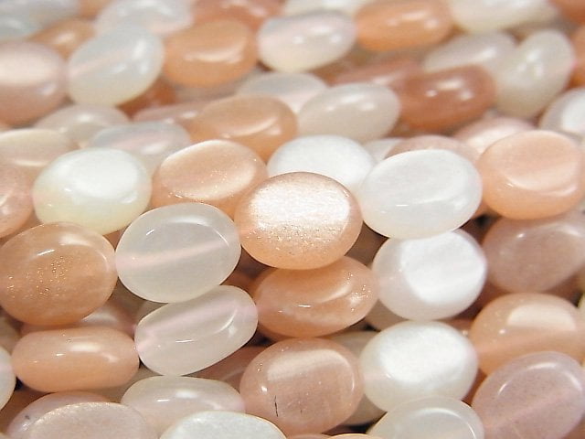 [Video] Orange & White Moonstone AAA- Oval 10x8x5mm half or 1strand beads (aprx.15inch/36cm)