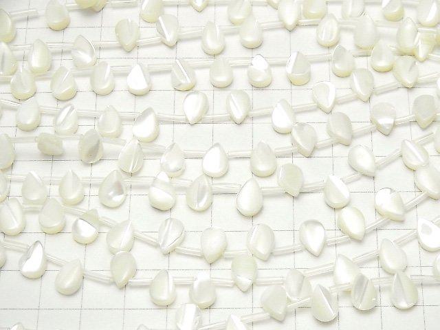 [Video] Mother of Pearl MOP White Pear shape 8x6mm 1strand beads (aprx.15inch / 38cm)