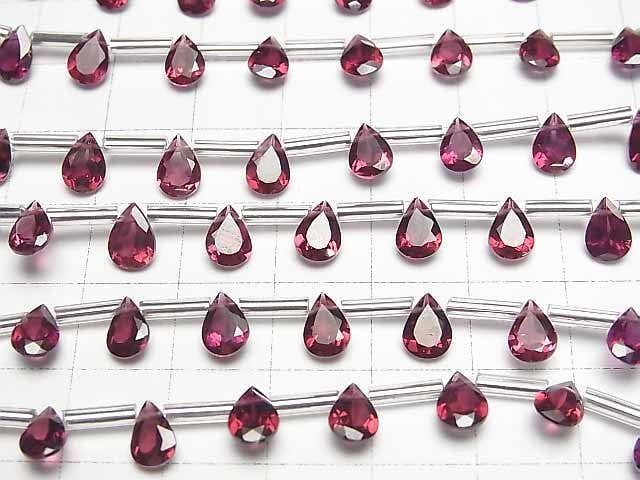 [Video]High Quality Rhodolite Garnet AAA Pear shape Faceted 7x5mm 1strand (8pcs )