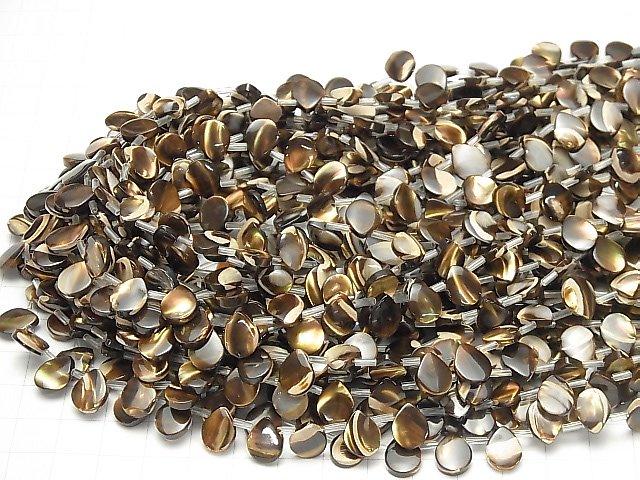 [Video] Mother of Pearl MOP Brown Pear shape 10x8mm 1strand beads (aprx.15inch / 38cm)
