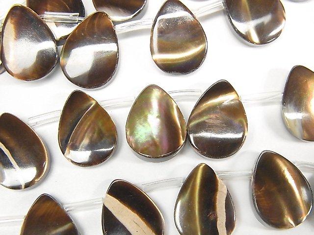 [Video] Mother of Pearl MOP Brown Pear shape 14x10mm 1strand beads (aprx.15inch / 36cm)