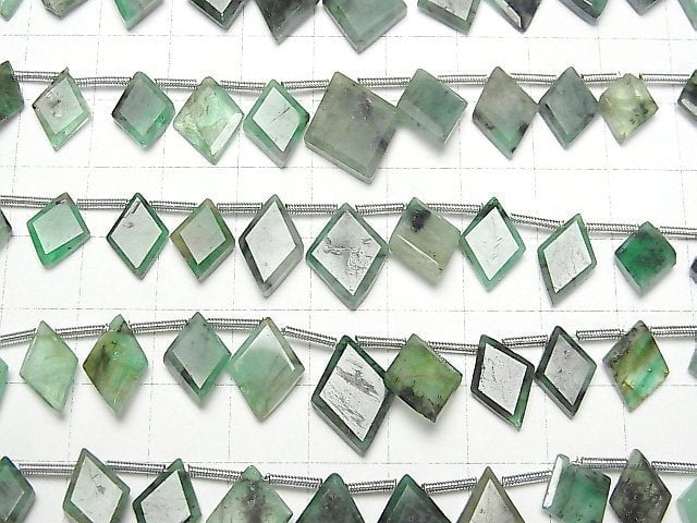 [Video] Brazil Emerald AA Diamond Shape 1strand beads (aprx.7inch/17cm)