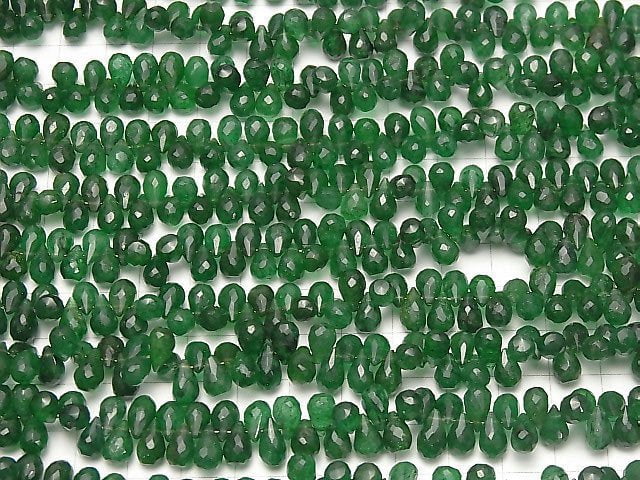 [Video]India Green Aventurine AAA Drop Faceted Briolette half or 1strand beads (aprx.9inch/23cm)