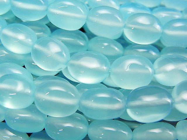 [Video]Sea Blue Chalcedony AAA Oval 10x8mm half or 1strand beads (aprx.15inch/38cm)