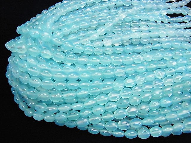[Video]Sea Blue Chalcedony AAA Oval 10x8mm half or 1strand beads (aprx.15inch/38cm)