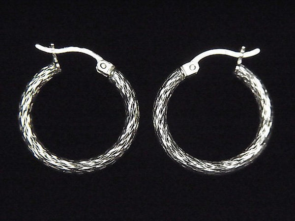 Silver925 Hoop Earrings Patterned 20mm 1pair