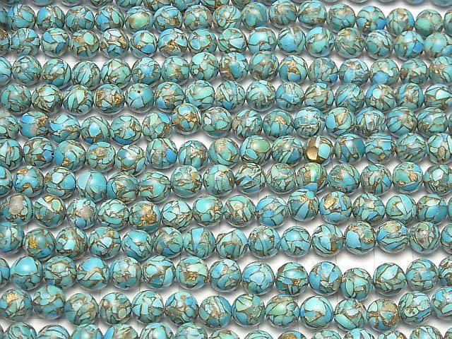 [Video] Blue Copper Turquoise AAA Round 8mm half or 1strand beads (aprx.7inch/18cm)