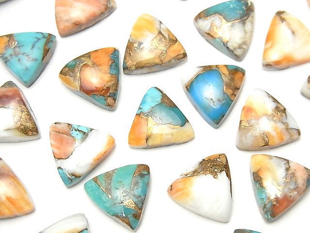 [Video] Oyster Copper Turquoise Triangle Cabochon 12x12mm 3pcs