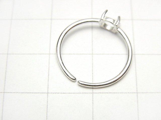 [Video] Silver925 Ring empty frame (Claw Clasp) Round 5mm Rhodium Plated Free Size 1pc