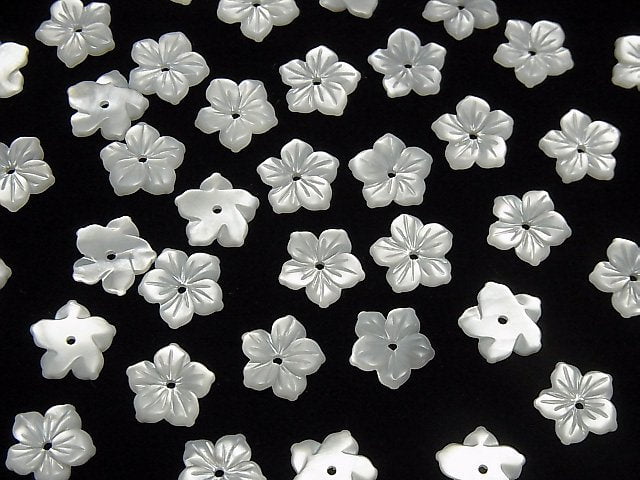 [Video] High Quality White Shell (Silver-lip Oyster )AAA Flower [8mm][10mm][12mm] Center hole 4pcs
