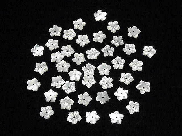 [Video] High Quality White Shell (Silver-lip Oyster )AAA Flower [8mm][10mm][12mm] Center hole 4pcs
