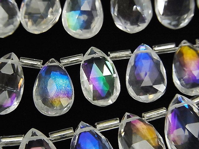 [Video] Doublet Crystal AAA Pear shape Faceted Briolette Rainbow color 1strand beads (aprx.7inch/18cm)
