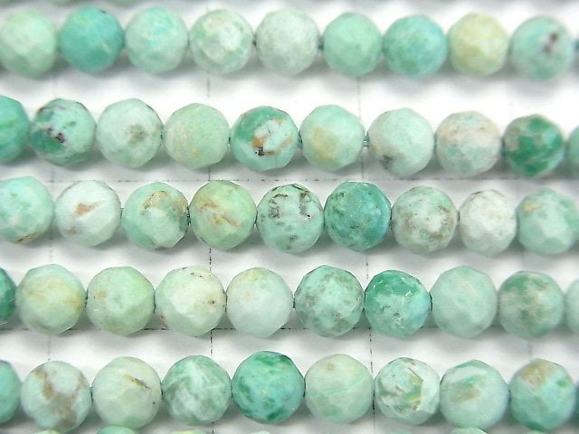 [Video] High Quality! Peru Chrysocolla AA+ Faceted Round 4mm 1strand beads (aprx.15inch / 36cm)