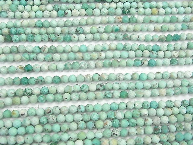 [Video] High Quality! Peru Chrysocolla AA+ Faceted Round 4mm 1strand beads (aprx.15inch / 36cm)