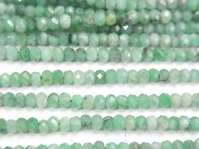 [Video] High Quality! Brazil Emerald AA++ Faceted Button Roundel 3x3x1.5mm half or 1strand beads (aprx.15inch / 36cm)
