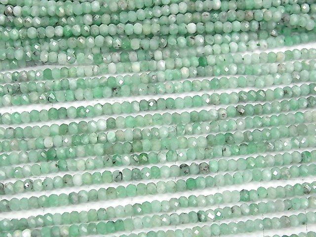[Video] High Quality! Brazil Emerald AA++ Faceted Button Roundel 3x3x1.5mm half or 1strand beads (aprx.15inch / 36cm)