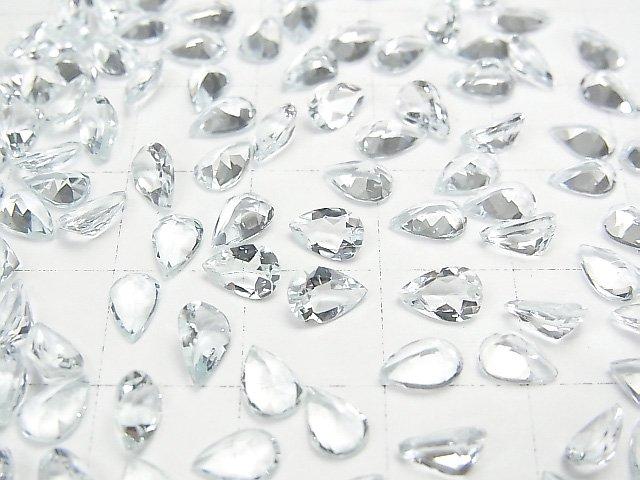 [Video] High Quality Aquamarine AAA Undrilled Pear shape Faceted 6x4mm 4pcs