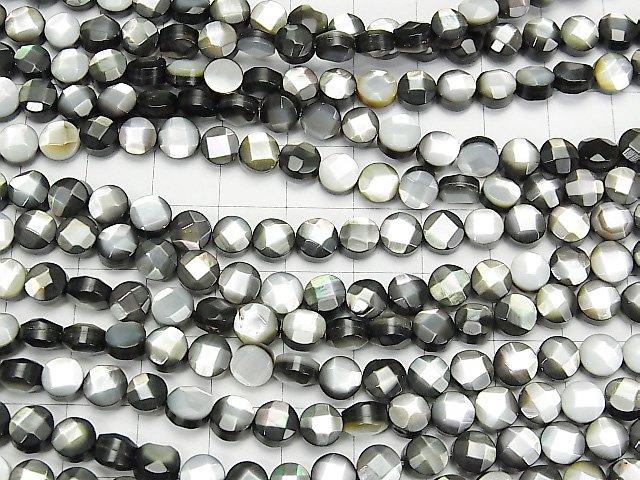 [Video] Black Shell (Black-lip Oyster) AAA Faceted Coin 6x6x4mm half or 1strand beads (aprx.15inch / 38cm)