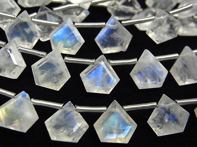 [Video]High Quality Rainbow Moonstone AA++ Pentagon Faceted 8x8mm 1strand (8pcs )