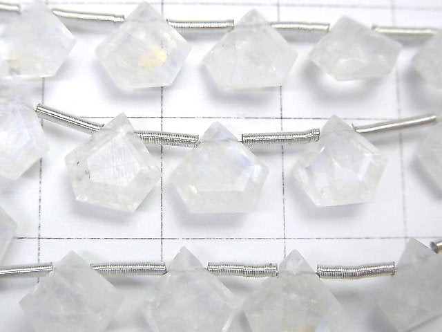 [Video]High Quality Rainbow Moonstone AA++ Pentagon Faceted 8x8mm 1strand (8pcs )