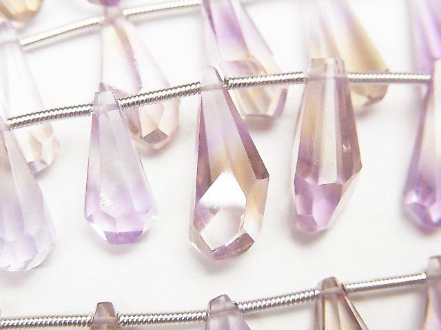 [Video] High Quality Ametrine AAA Rough Drop Faceted Briolette half or 1strand beads (aprx.7inch / 18cm)