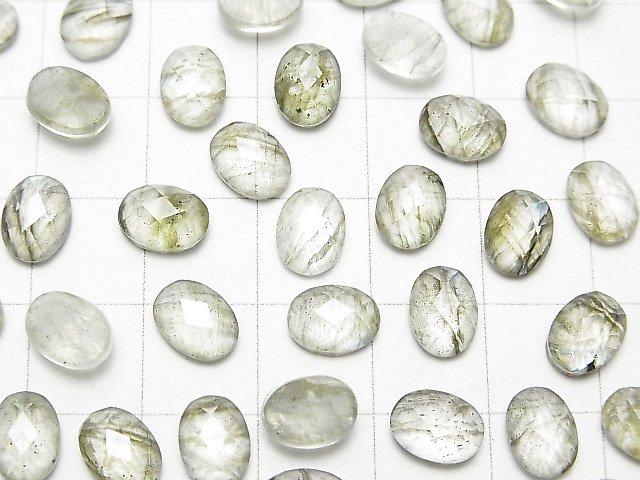 [Video] Labradorite x Crystal AAA Oval Faceted Cabochon 8x6mm 3pcs