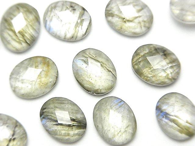 [Video] Labradorite x Crystal AAA Oval Faceted Cabochon 10x8mm 2pcs