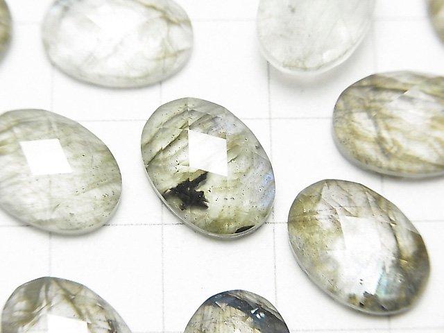 [Video] Labradorite x Crystal AAA Oval Faceted Cabochon 14x10mm 2pcs