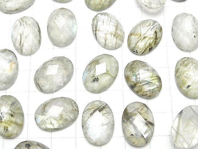 [Video] Labradorite x Crystal AAA Oval Faceted Cabochon 18x13mm 1pc