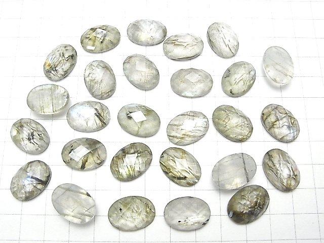 [Video] Labradorite x Crystal AAA Oval Faceted Cabochon 18x13mm 1pc