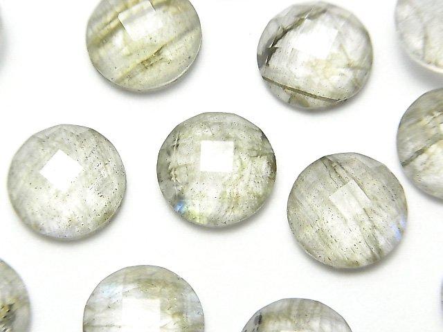 [Video] Labradorite x Crystal AAA Round Faceted Cabochon 10x10mm 2pcs