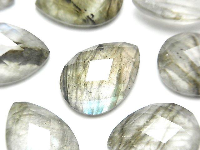 [Video] Labradorite x Crystal AAA Pear shape Faceted Cabochon 18x13mm 1pc