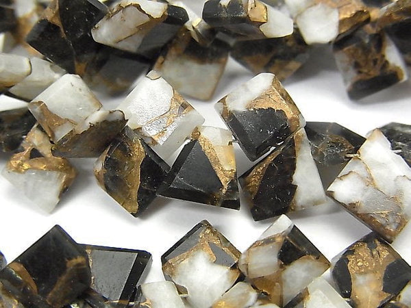[Video]Copper Calcite Obsidian AAA Rough Slice Faceted half or 1strand beads (aprx.5inch/13cm)